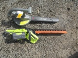 RYOBI 40V HEDGE TRIMMER W/BATTERY & CHARGER, TASK FORCE 120V LEAF BLOWER