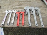(3) 12'' CRESCENT WRENCHES, (3) 18'' RIGID PIPE WRENCHES, (2) 10'' RIDGID PIPE WRENCHES