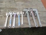 (5) 12'' CRESCENT WRENCHES, (3) 18'' RIDGID PIPE WRENCHES