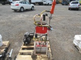 GAS MOTOR, 5.5 HP SINGLE CYLINDER, HOMEMADE JUMP BOX ON 2 WHEEL DOLLY