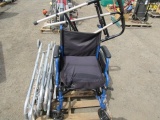 WHEEL CHAIR DRIVE BLUE STREAK SERIES MOD# BLS18FBD-SF, (3) GUARDIAN MOD# G30757W PERSONAL WALKER &