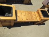 CEDAR BENCH WITH (2) SINGLE POT PLANTERS