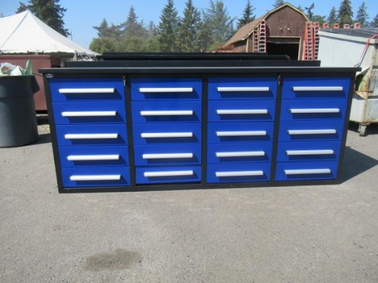 2022 STEELMAN 7' 20-DRAWER BLUE WORKBENCH (UNUSED)