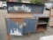 3 DOOR STEEL WORK BENCH W/ HUTCH BACK, (1) COMPARTMENT W/ SIDE OUT DRAWER, (2) COMPARTMENTS W/ (1)