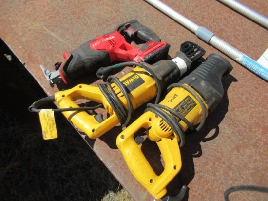 (2) DEWALT RECIPROCATING SAWS & (1) CRAFTSMAN RECIPROCATING SAW