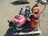 IVATION ELECTRIC 2200 PSI PRESSURE WASHER, (3) SHOP VACS 12GAL/1GAL/4GAL, LASKO FAN