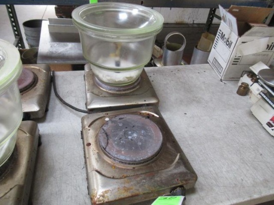 (2) ELECTRIC HEATING PLATES W/PYREX BOWL