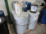 PALLET OF ASSORTED DRUMS OF MATERIAL