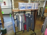 ASSORTED SHIRTS & (4) CAMPING ENAMEL DINING SETS W/DISPLAY