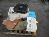 HAIER AC UNIT, (2) BOXES OF TRUCK & SUV CHAINS, BOX FAN, KITCHEN SINK, LINCOLN ELECTRIC WELDER, TENT