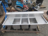 COMMERCIAL SINK, SEED SPREADER, ASSORTED CHAINSAWS/CAR RAMPS, BLOWER ENGINE STAND, DIRTBIKE TIRE