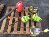 (4) ASSORTED CHAINSAWS & HOMELITE GAS LEAF BLOWER