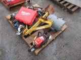 ASSORTED POWER TOOLS & 3 POINT PLOW ATTACHMENT