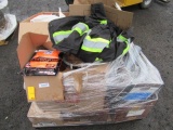 ASSORTED SAFETY CLOTHES, HARD HATS, MASKS, PVC FITTINGS