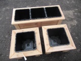 (2) SINGLE POT CEDAR PLANTER BOXES & (1) 3-POT CEDAR PLANTER BOX