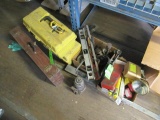 ASSORTED LEVELS/PIPE PLUGS/TOOLBOXES W/ CONTENTS, JAK, PILOT DEPTH MACHINE