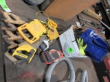 ASSORTED HAND SAWS, TAPE MEASURES, GLOVES