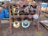 A-FRAME STEEL RACK OF ASSORTED SPACERS/TOOLING/GASKETS