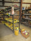ASSORTED PRESSURE HOSES/LIGHTS/CABLE/CASTERS/HARDWARE/FITTINGS/BEARINGS, *SHELVING UNIT NOT INCLUDED