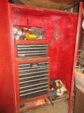 RED CABINET W/ ROLL AROUND TOOLBOX & TOOLS