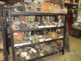 (4) SHELVES OF TRUCK PARTS, FLARES, HARDWARE, MIRRORS, *SHELVING NOT INCLUDED