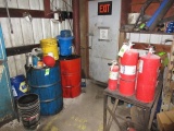 WASTE OIL DRUMS, WORKBENCH, HOSES & CLAMPS, FIRE EXTINGUISHER, REFLECTORS, BRUSH HOUND 40 HD MOWER