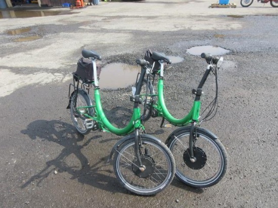 (2) ELECTRIC BICYCLES W/ (2) CHARGERS & (1) BATTERY