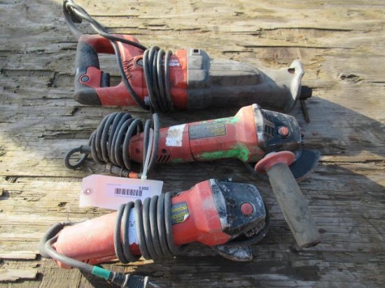 HILTI WSR 1000 SAWZALL & (2) ASSORTED HILTI ANGLE GRINDERS