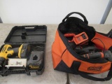 ASSORTED BLACK & DECKER POWER TOOLS W/ BATTERIES & CHARGERS, DEWALT DRILL W/ BATTERY & CHARGER