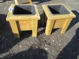 (2) SINGLE POT CEDAR PLANTERS