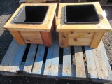 (2) SINGLE POT CEDAR PLANTERS