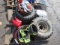 (2) ATV TIRES, (2) ATV HELMETS, ATV BOOTS, & GAS CAN