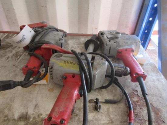 MILWAUKEE 1/2'' DRILL & (2) MILWAUKEE HOLE HAWGS