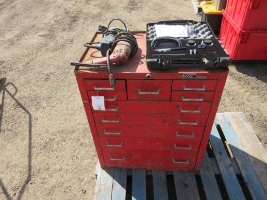 MAC TOOL BOX, AIR BRUSH KIT, ASSORTED POWER TOOLS