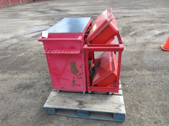 (2) ROLL AROUND MECHANIC CARTS & (2) PARTS WASHERS