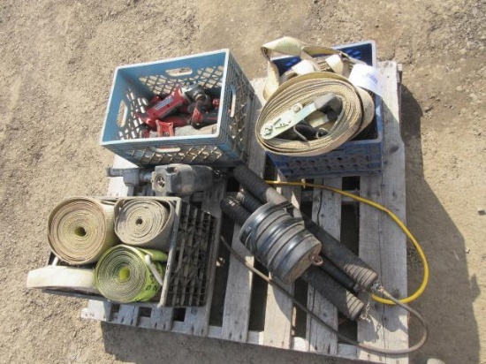 CARGO STRAPS, RATCHET STRAPS, ASSORTED POWER TOOLS *NO BATTERIES, PLUMBING PLUGS, & SENCO FRAMEPRO 6