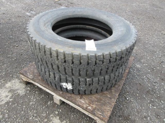 (2) BRIDGESTONE 245/75R22.5 TIRES *NO WHEELS