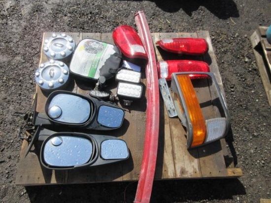 ASSORTED VEHICLE LIGHTS/MIRRORS/SNOW CHAINS