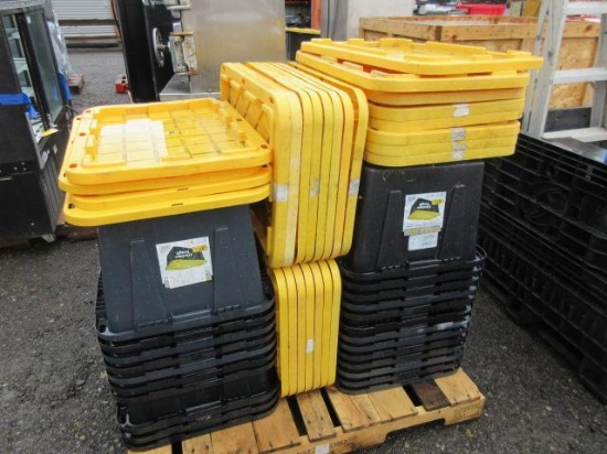 (23) PLASTIC TOTES W/ LIDS