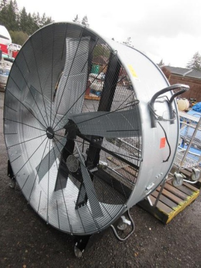 60'' UTILITECH INDUSTRIAL DRUM FAN, HIGH VELOCITY BELT DRIVE FAN, 2-SPEED, GALVANIZED FINISH, MOVES