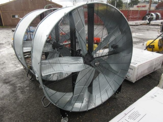 60'' UTILITECH INDUSTRIAL DRUM FAN, HIGH VELOCITY BELT DRIVE FAN, 2-SPEED, GALVANIZED FINISH, MOVES