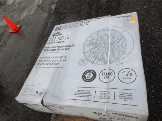 48'' UTILITECH INDUSTRIAL DRUM FAN, INDUSTRIAL HIGH VEOLICITY BELT DRIVE DRUM FAN, HEAVY DUTY STEEL