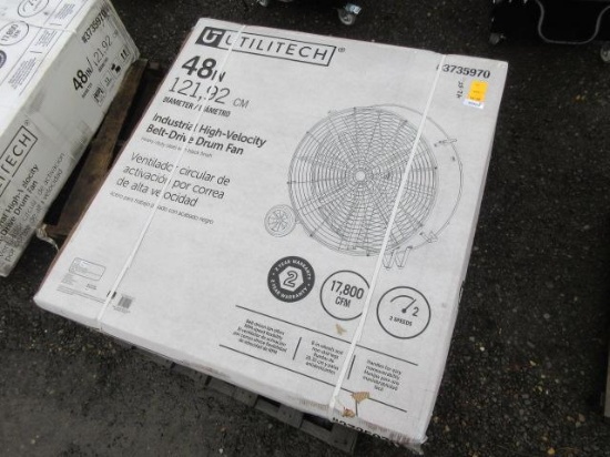 48'' UTILITECH INDUSTRIAL DRUM FAN, INDUSTRIAL HIGH VEOLICITY BELT DRIVE DRUM FAN, HEAVY DUTY STEEL