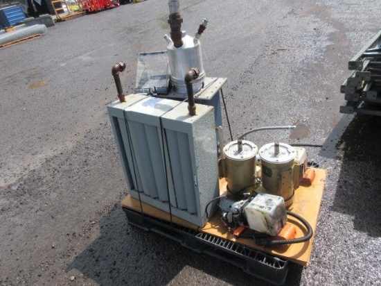 HYDRAULICS PUMP, COOLER, RESERVOIR, & ASSORTED MOTORS