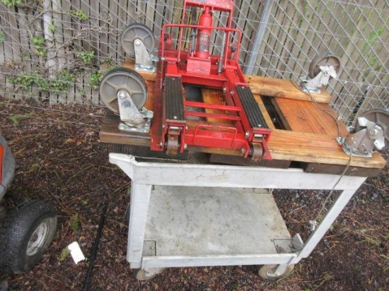 PLASTIC CART ON CASTERS, MOVING DOLLY/MOTORCYCLE JACK