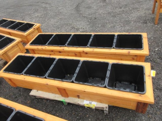 (2) 5-POT CEDAR PLANTERS