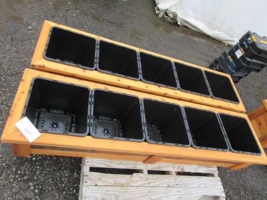 (2) 5-POT CEDAR PLANTERS