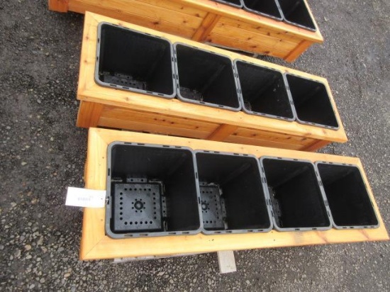 (2) 4-POT CEDAR PLANTERS