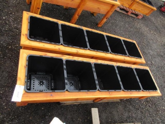 (2) 5-POT CEDAR PLANTERS
