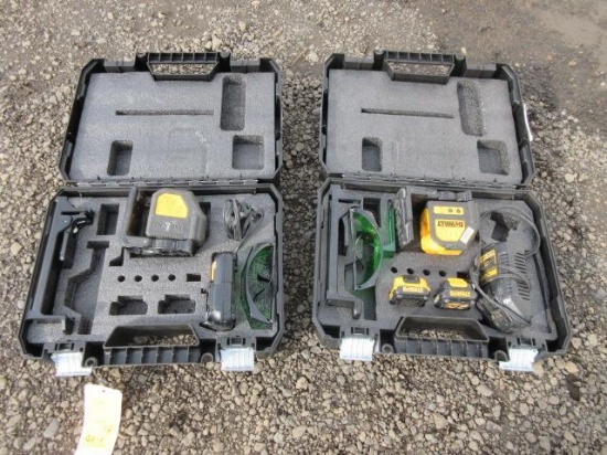 (2) DEWALT DW088G LASER LEVELS W/ (2) CHARGERS & (2) BATTERIES